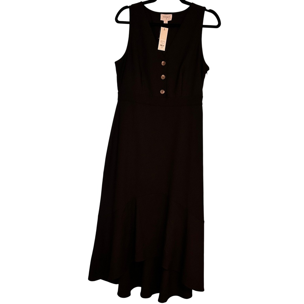 Everly Francesca's Black High Low Button Front Tank Dress Large‎ NEW